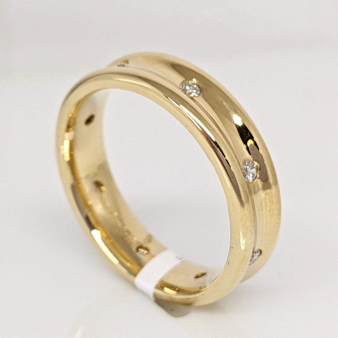 14K .24 CARAT TOTAL WEIGHT (8) ROUND DIAMOND BEAD SET COMFORT FIT 6MM ESTATE BAND 8.9 GRAMS
