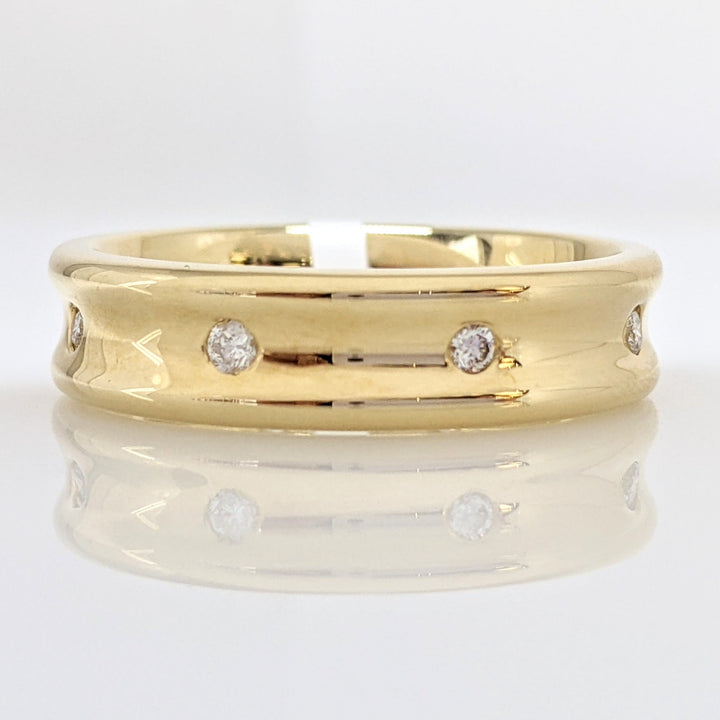 14K .24 CARAT TOTAL WEIGHT (8) ROUND DIAMOND BEAD SET COMFORT FIT 6MM ESTATE BAND 8.9 GRAMS