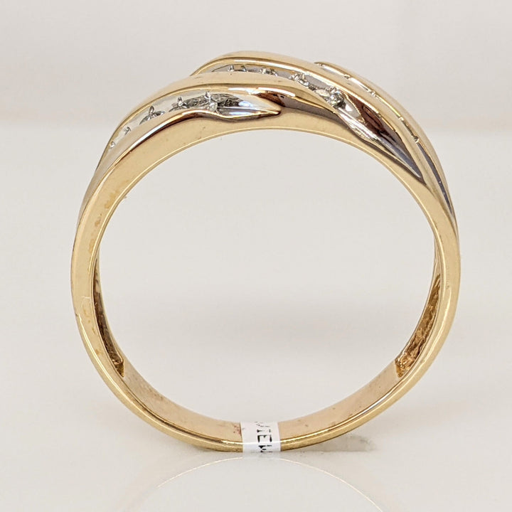 14K .20 CARAT TOTAL WEIGHT I1 H DIAMOND ROUND (15) 3-ROW ESTATE BAND 4.4 GRAMS