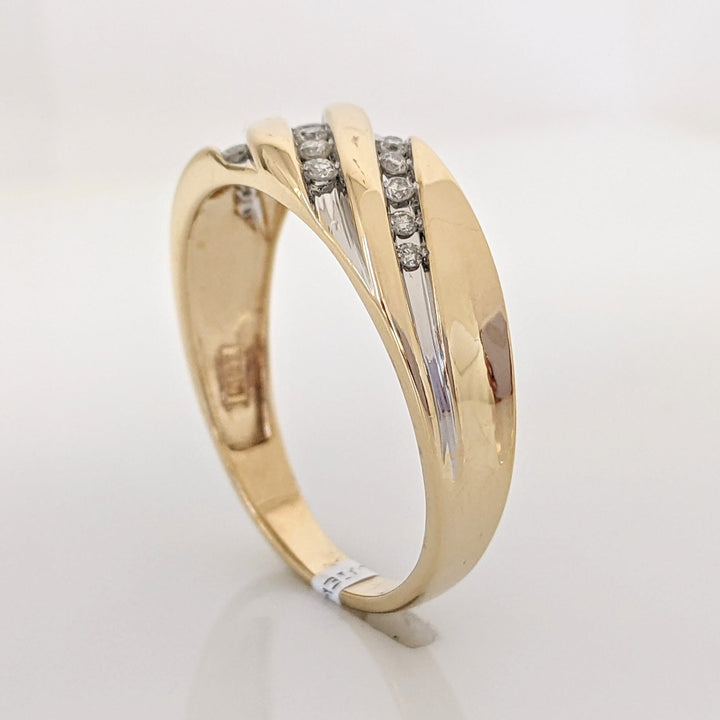 14K .20 CARAT TOTAL WEIGHT I1 H DIAMOND ROUND (15) 3-ROW ESTATE BAND 4.4 GRAMS