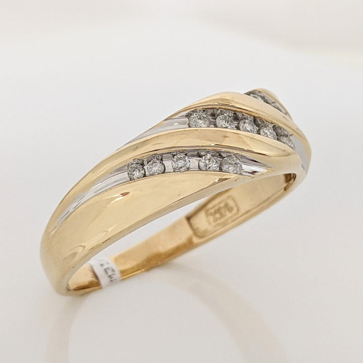 14K .20 CARAT TOTAL WEIGHT I1 H DIAMOND ROUND (15) 3-ROW ESTATE BAND 4.4 GRAMS