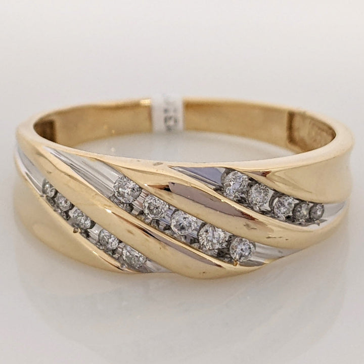 14K .20 CARAT TOTAL WEIGHT I1 H DIAMOND ROUND (15) 3-ROW ESTATE BAND 4.4 GRAMS
