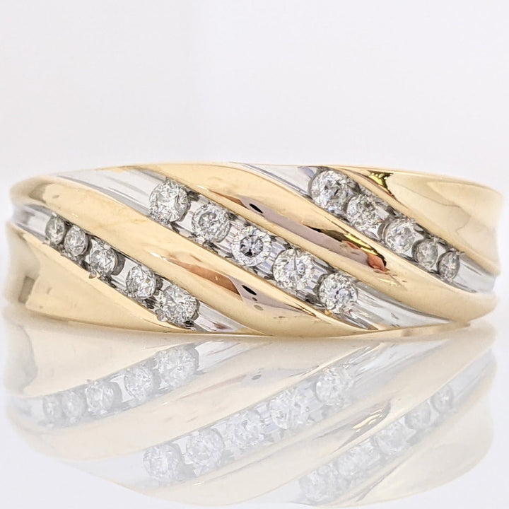 14K .20 CARAT TOTAL WEIGHT I1 H DIAMOND ROUND (15) 3-ROW ESTATE BAND 4.4 GRAMS