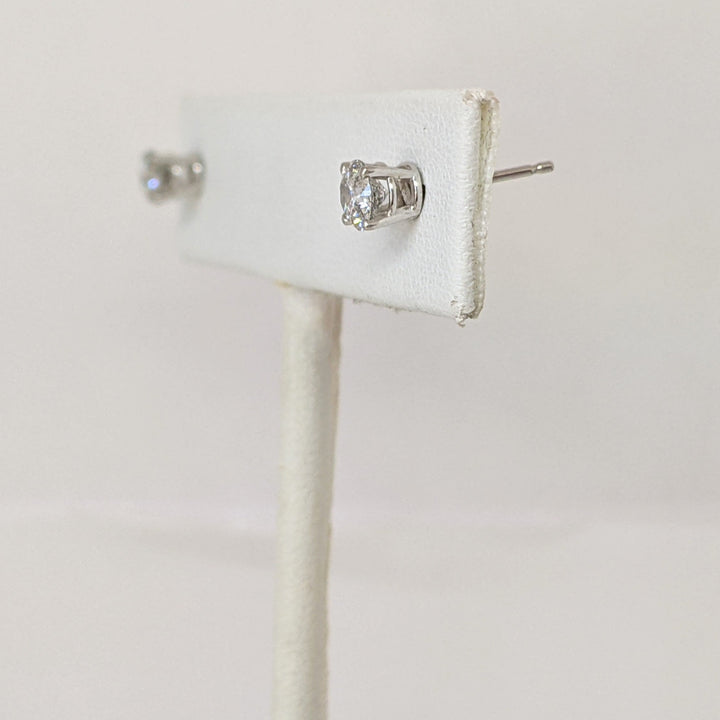 14K WHITE .68 CARAT TOTAL WEIGHT I1 G DIAMOND ROUND (2) ESTATE STUD EARRINGS 0.8 GRAMS