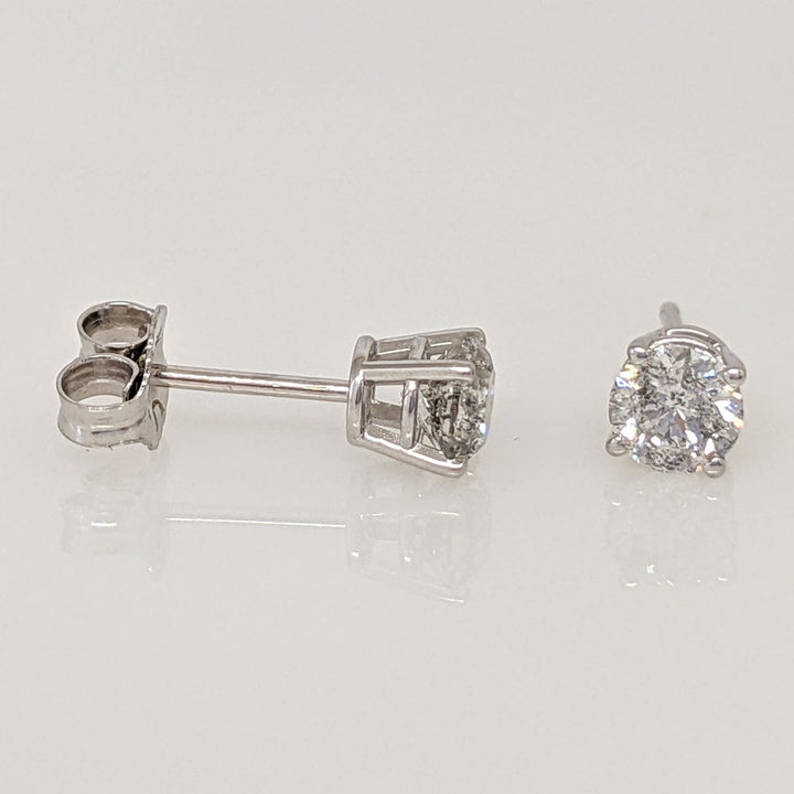 14K WHITE .68 CARAT TOTAL WEIGHT I1 G DIAMOND ROUND (2) ESTATE STUD EARRINGS 0.8 GRAMS