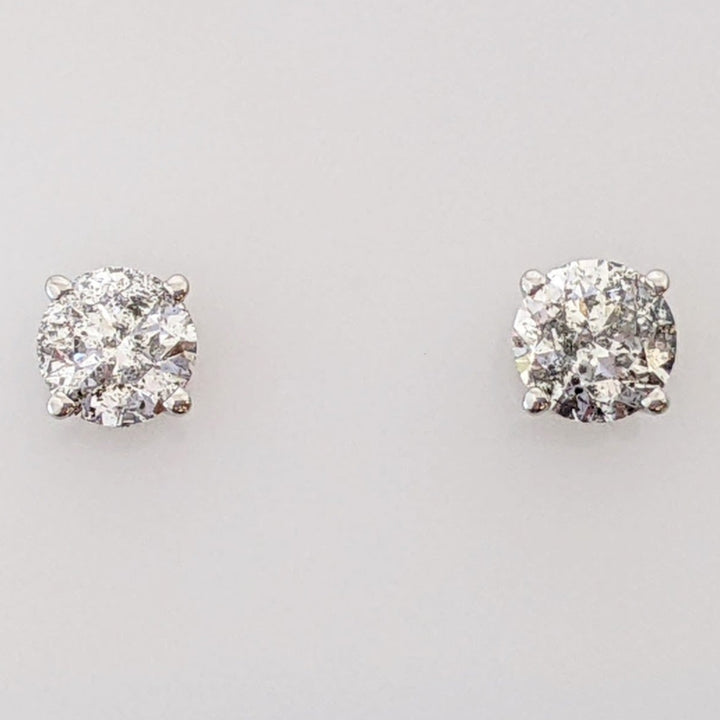 14K WHITE .68 CARAT TOTAL WEIGHT I1 G DIAMOND ROUND (2) ESTATE STUD EARRINGS 0.8 GRAMS