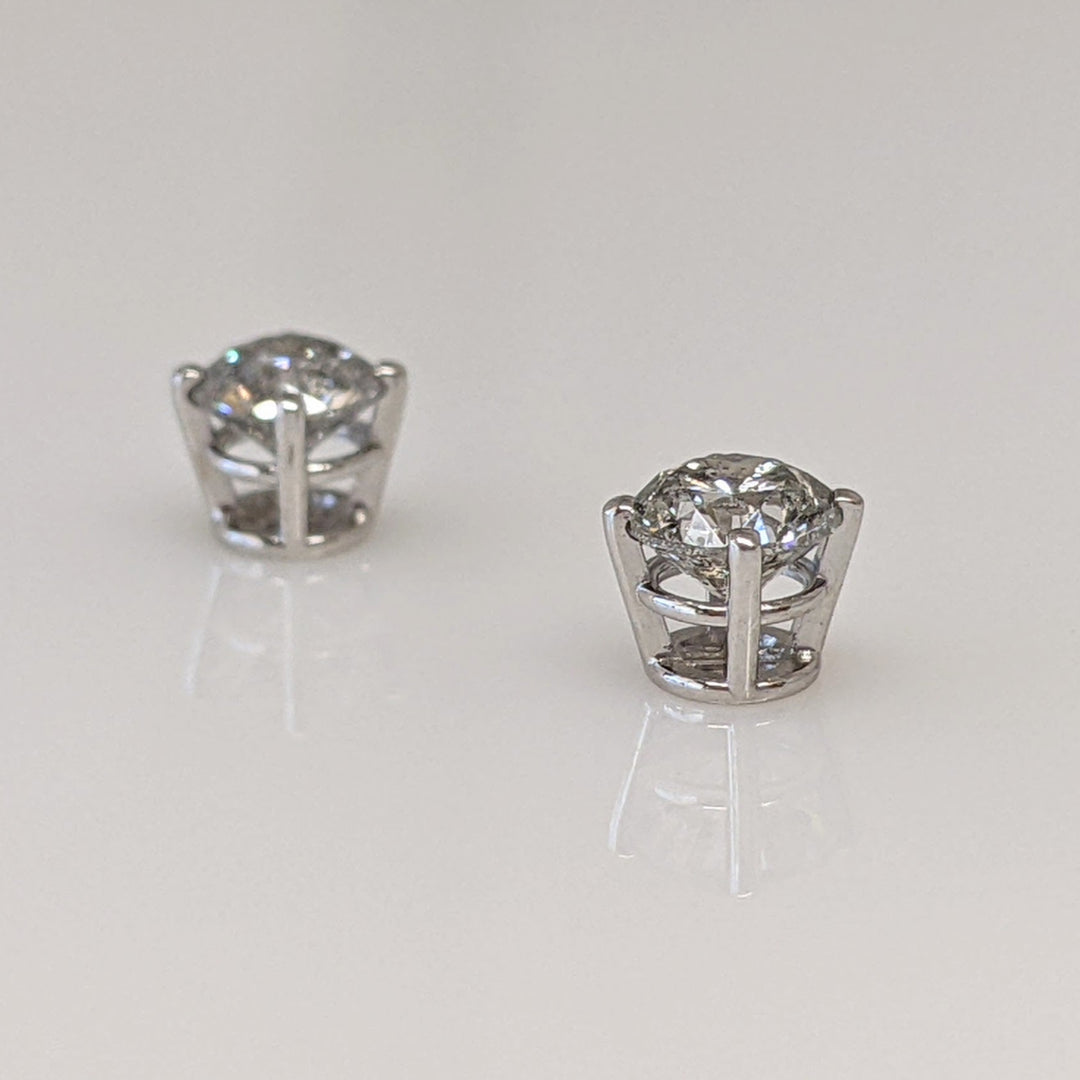 14K WHITE .68 CARAT TOTAL WEIGHT I1 G DIAMOND ROUND (2) ESTATE STUD EARRINGS 0.8 GRAMS