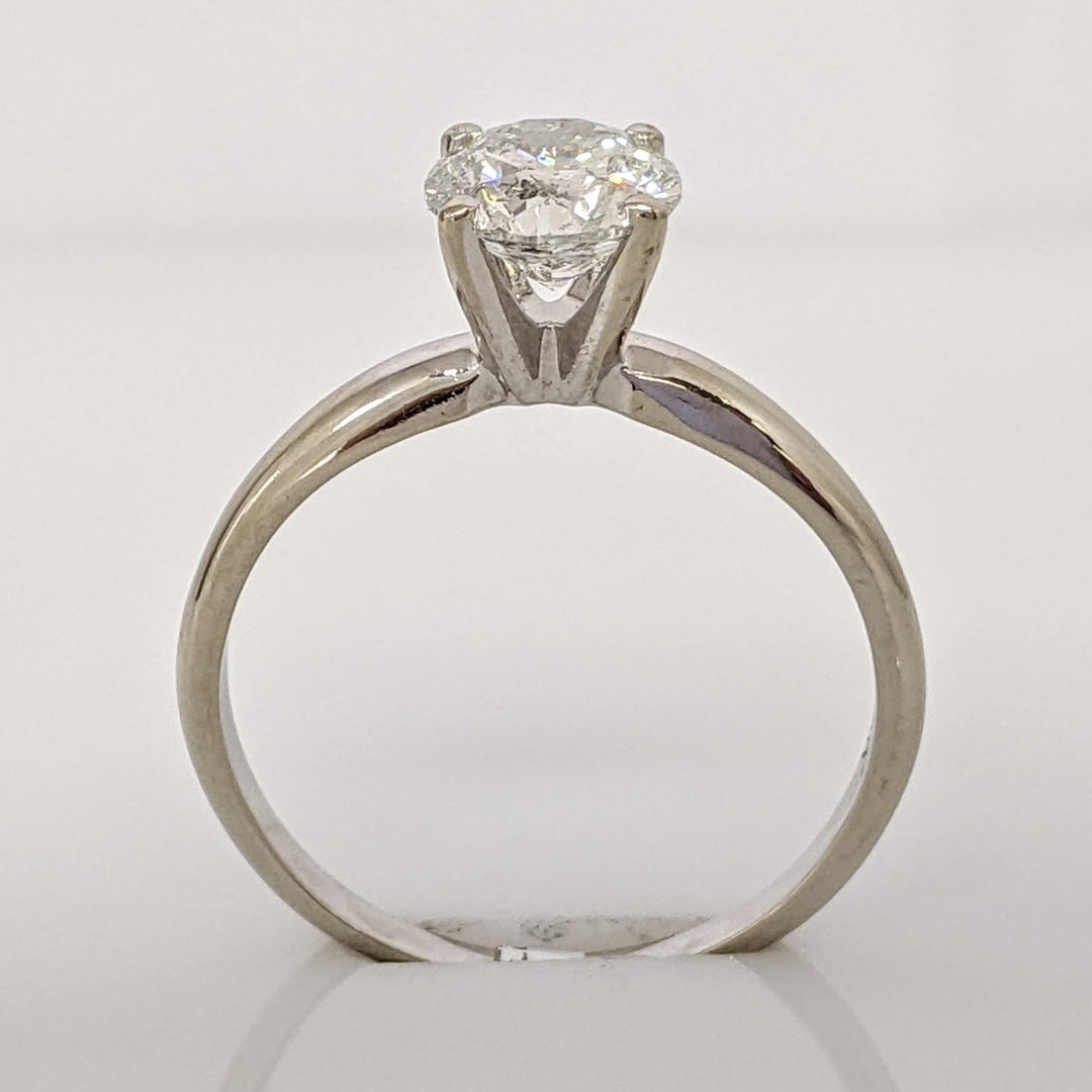 14K WHITE .97 CARAT TOTAL I2 G DIAMOND ROUND ESTATE SOLITAIRE RING 1.9 GRAMS