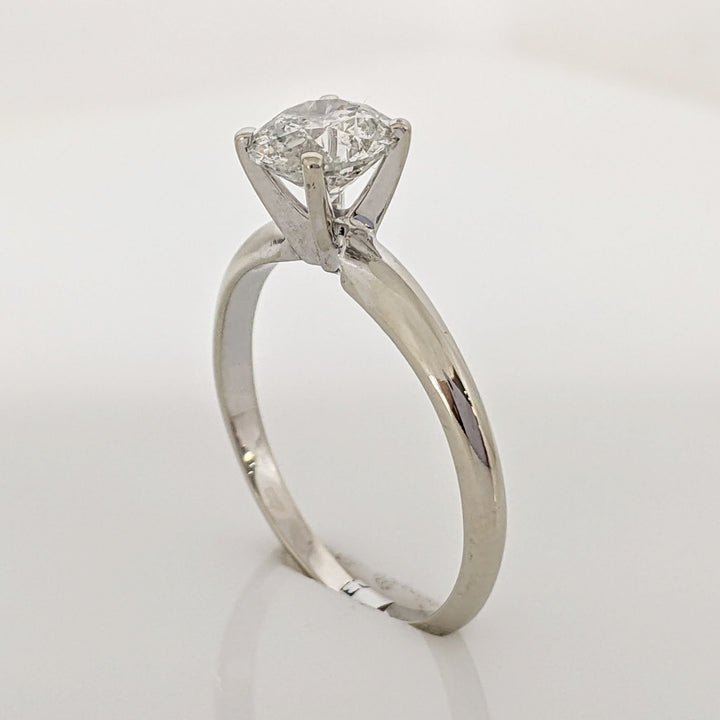 14K WHITE .97 CARAT TOTAL I2 G DIAMOND ROUND ESTATE SOLITAIRE RING 1.9 GRAMS