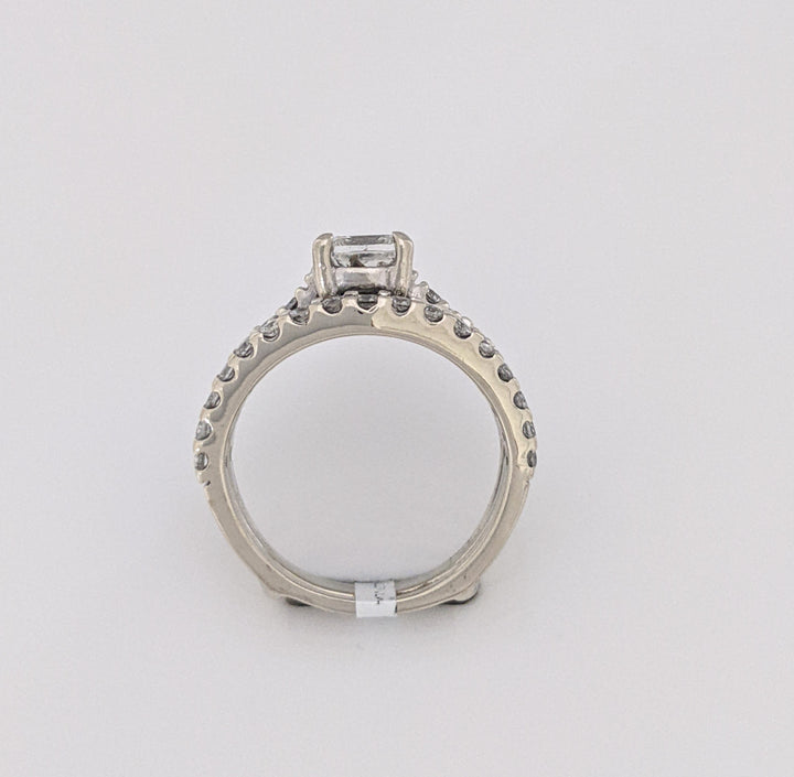 14K WHITE 1.24 CARAT TOTAL WEIGHT SI2 I DIAMOND PRINCESS CUT (1) WITH (44) ROUND RING/ JACKET ESTATE SET 5.5 GRAMS
