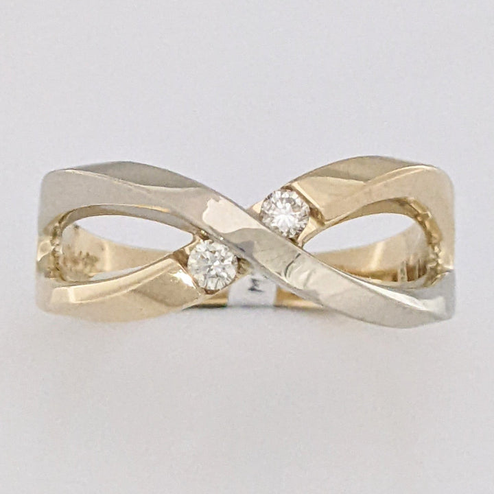 14K TWO- TONE FIGURE 8 WITH (2) MELEE ESTATE RING 4.2 GRAMS