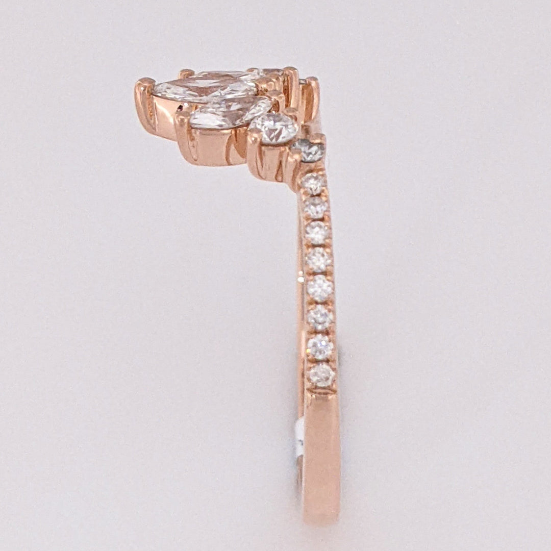 14K ROSE .51 CARAT TOTAL WEIGHT VS2 G DIAMOND ROUND (20) MARQUISE (3) ESTATE BAND 1.8 GRAMS