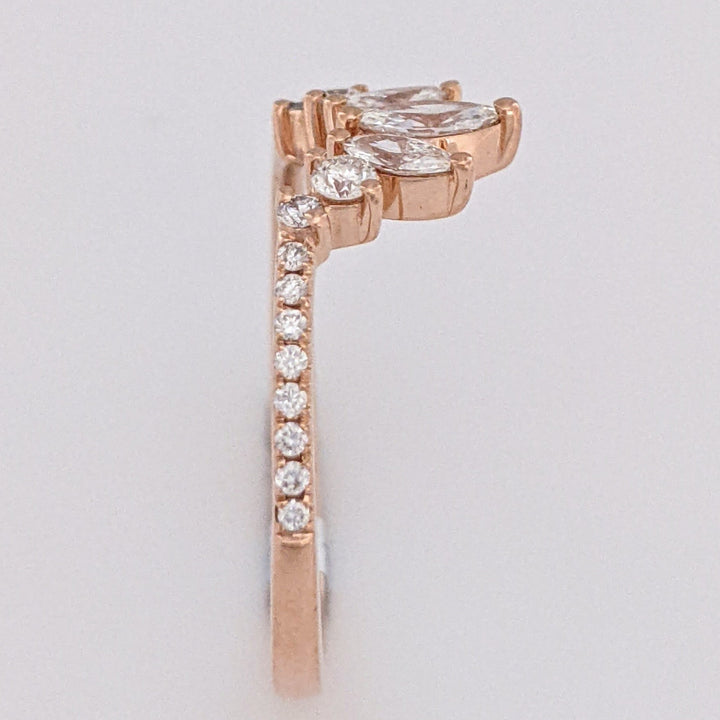 14K ROSE .51 CARAT TOTAL WEIGHT VS2 G DIAMOND ROUND (20) MARQUISE (3) ESTATE BAND 1.8 GRAMS