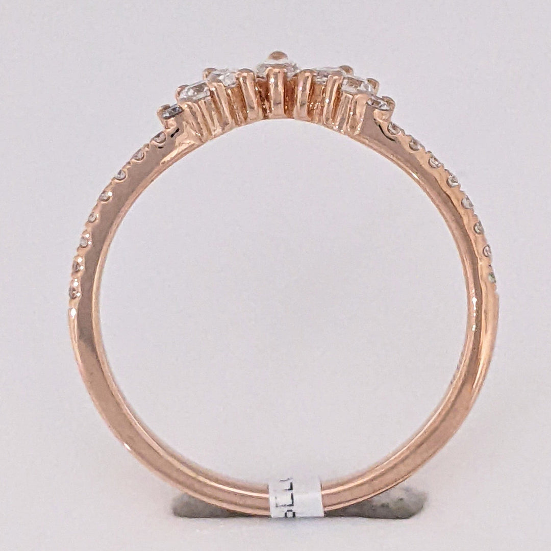 14K ROSE .51 CARAT TOTAL WEIGHT VS2 G DIAMOND ROUND (20) MARQUISE (3) ESTATE BAND 1.8 GRAMS