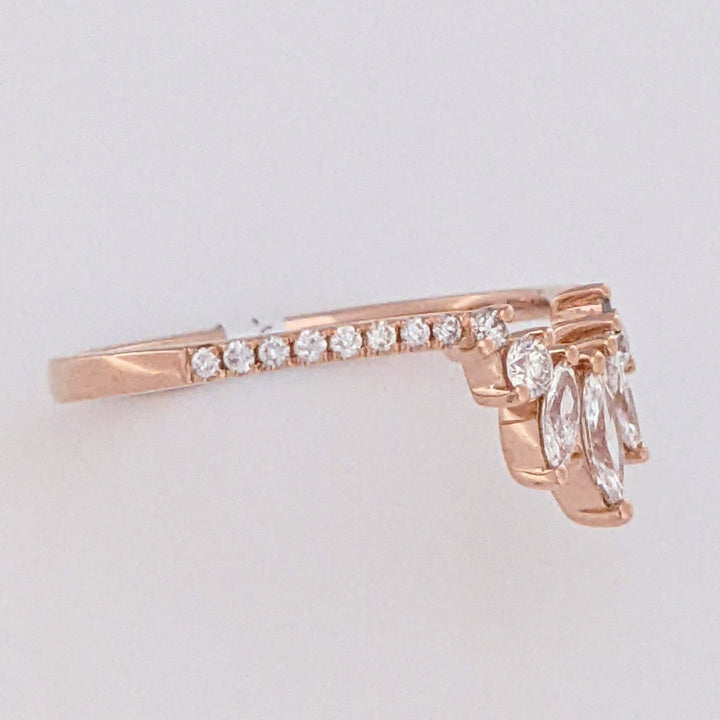 14K ROSE .51 CARAT TOTAL WEIGHT VS2 G DIAMOND ROUND (20) MARQUISE (3) ESTATE BAND 1.8 GRAMS