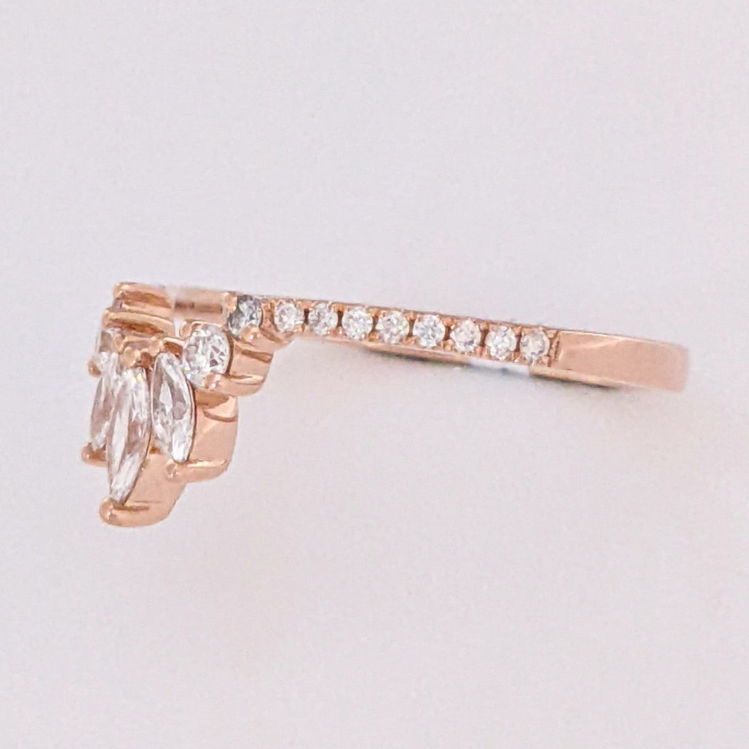 14K ROSE .51 CARAT TOTAL WEIGHT VS2 G DIAMOND ROUND (20) MARQUISE (3) ESTATE BAND 1.8 GRAMS