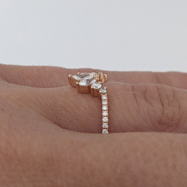 14K ROSE .51 CARAT TOTAL WEIGHT VS2 G DIAMOND ROUND (20) MARQUISE (3) ESTATE BAND 1.8 GRAMS