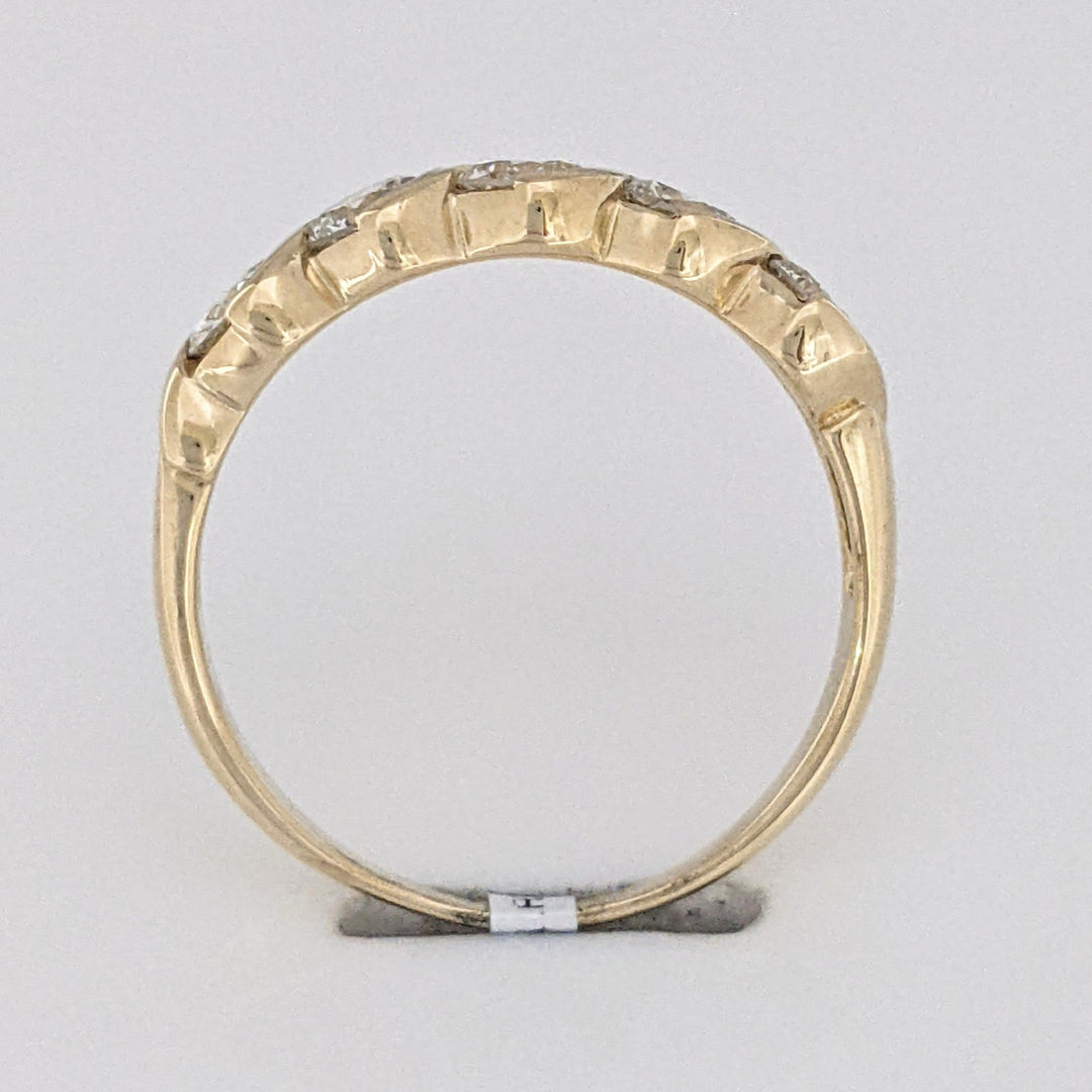 14K .88 CARAT TOTAL WEIGHT SI1 H DIAMOND ROUND (5) HALF-BEZEL SWIRL ESTATE BAND 2.4 GRAMS