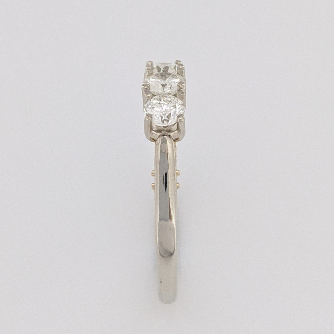 14K TWO-TONE .82 CARAT TOTAL WEIGHT VS2 I-J DIAMOND ROUND (3) ESTATE TRINITY RING 3.8 GRAMS