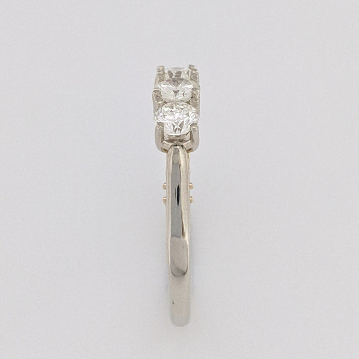 14K TWO-TONE .82 CARAT TOTAL WEIGHT VS2 I-J DIAMOND ROUND (3) ESTATE TRINITY RING 3.8 GRAMS