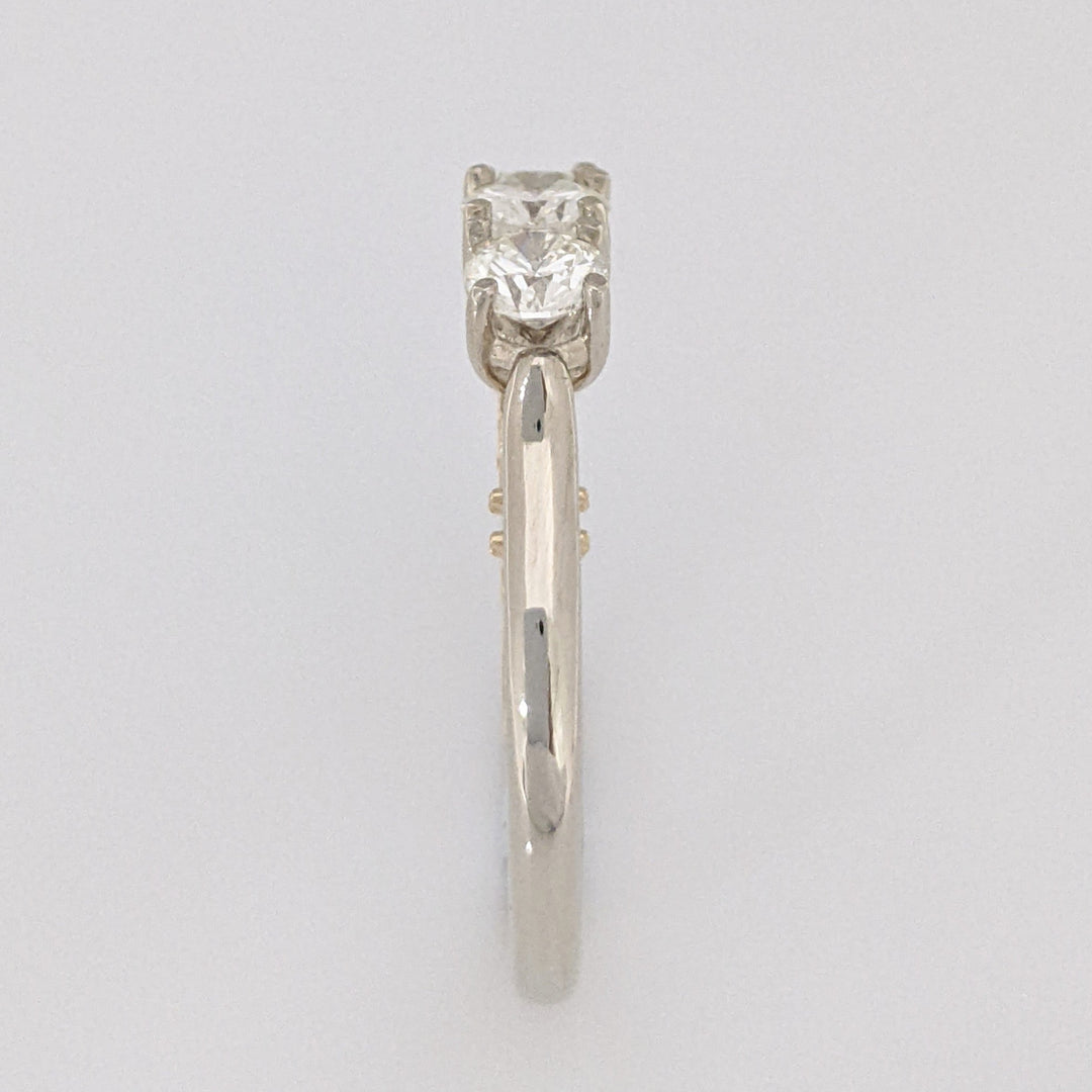 14K TWO-TONE .82 CARAT TOTAL WEIGHT VS2 I-J DIAMOND ROUND (3) ESTATE TRINITY RING 3.8 GRAMS