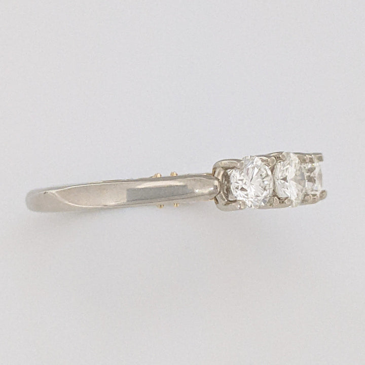 14K TWO-TONE .82 CARAT TOTAL WEIGHT VS2 I-J DIAMOND ROUND (3) ESTATE TRINITY RING 3.8 GRAMS
