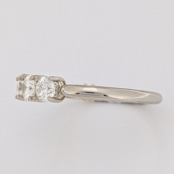 14K TWO-TONE .82 CARAT TOTAL WEIGHT VS2 I-J DIAMOND ROUND (3) ESTATE TRINITY RING 3.8 GRAMS