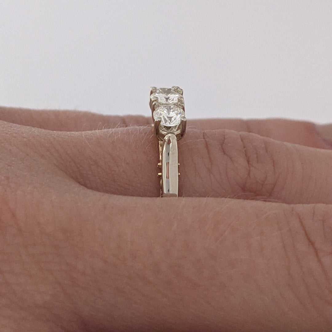 14K TWO-TONE .82 CARAT TOTAL WEIGHT VS2 I-J DIAMOND ROUND (3) ESTATE TRINITY RING 3.8 GRAMS