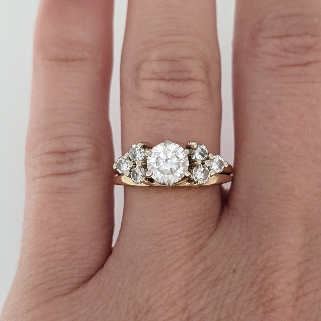 14K 1.09 CARAT TOTAL WEIGHT VS2 J DIAMOND ROUND (7) ESTATE RING/ WRAP 4.2 GRAMS