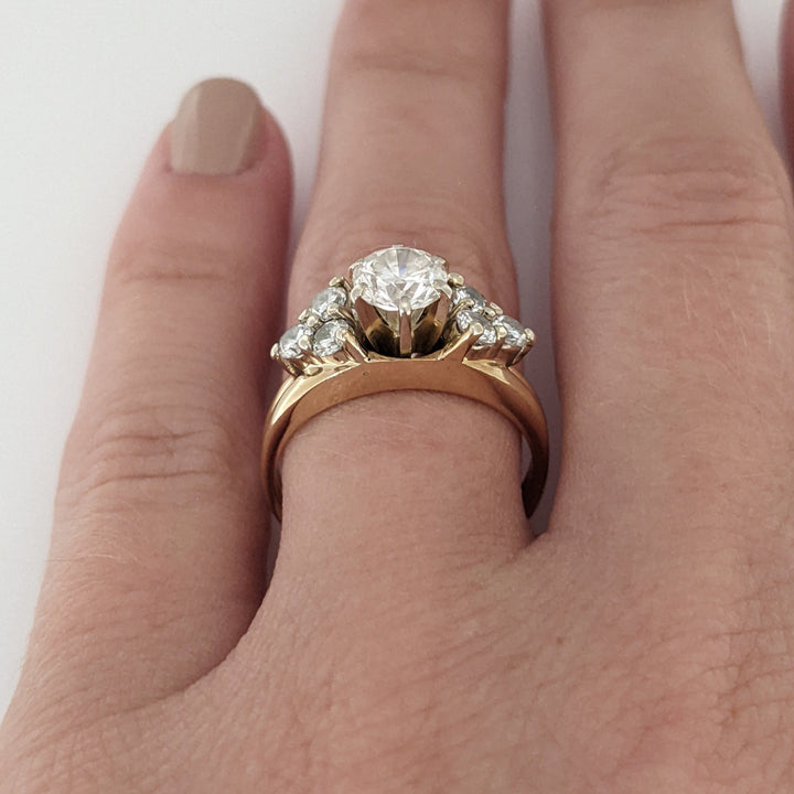 14K 1.09 CARAT TOTAL WEIGHT VS2 J DIAMOND ROUND (7) ESTATE RING/ WRAP 4.2 GRAMS
