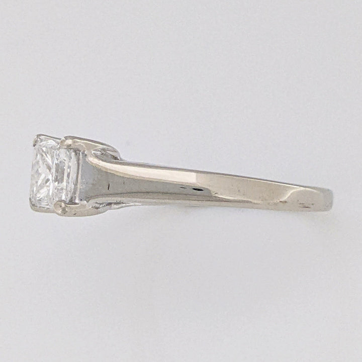 14K WHITE .59 CARAT TOTAL I1 F DIAMOND PRINCESS CUT ESTATE RING 2.2 GRAMS