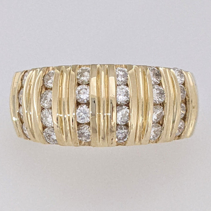 14K .65 CARAT TOTAL WEIGHT SI2 H-I DIAMOND ROUND (24) 6-ROW CHANNEL SET ESTATE BAND 6.3 GRAMS