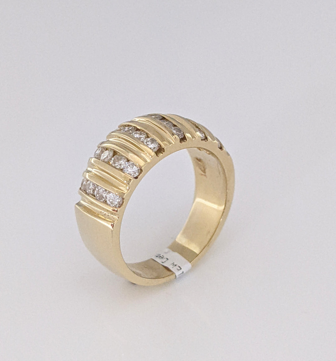 14K .65 CARAT TOTAL WEIGHT SI2 H-I DIAMOND ROUND (24) 6-ROW CHANNEL SET ESTATE BAND 6.3 GRAMS