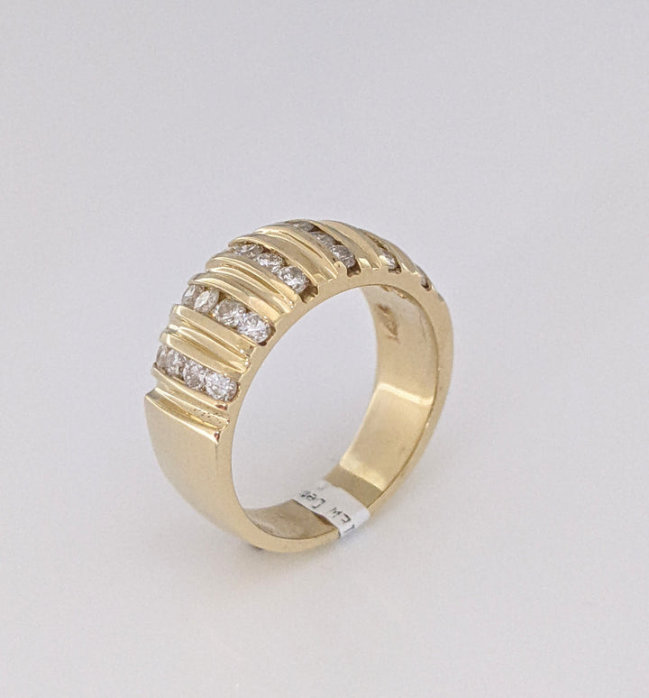14K .65 CARAT TOTAL WEIGHT SI2 H-I DIAMOND ROUND (24) 6-ROW CHANNEL SET ESTATE BAND 6.3 GRAMS