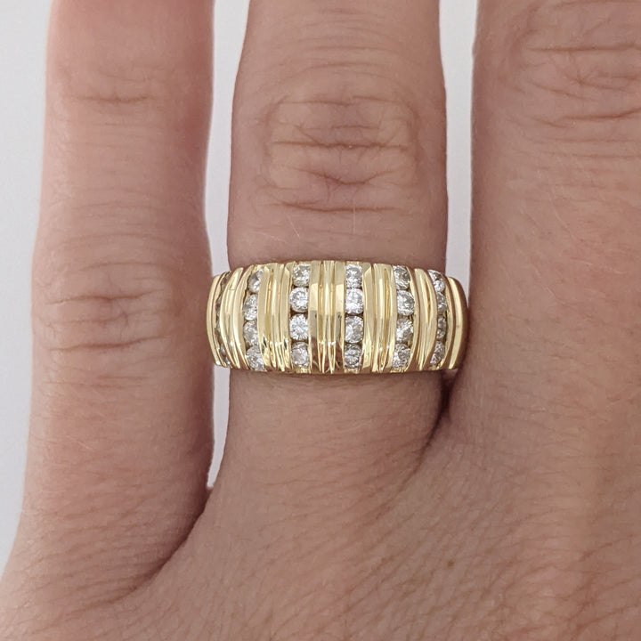 14K .65 CARAT TOTAL WEIGHT SI2 H-I DIAMOND ROUND (24) 6-ROW CHANNEL SET ESTATE BAND 6.3 GRAMS
