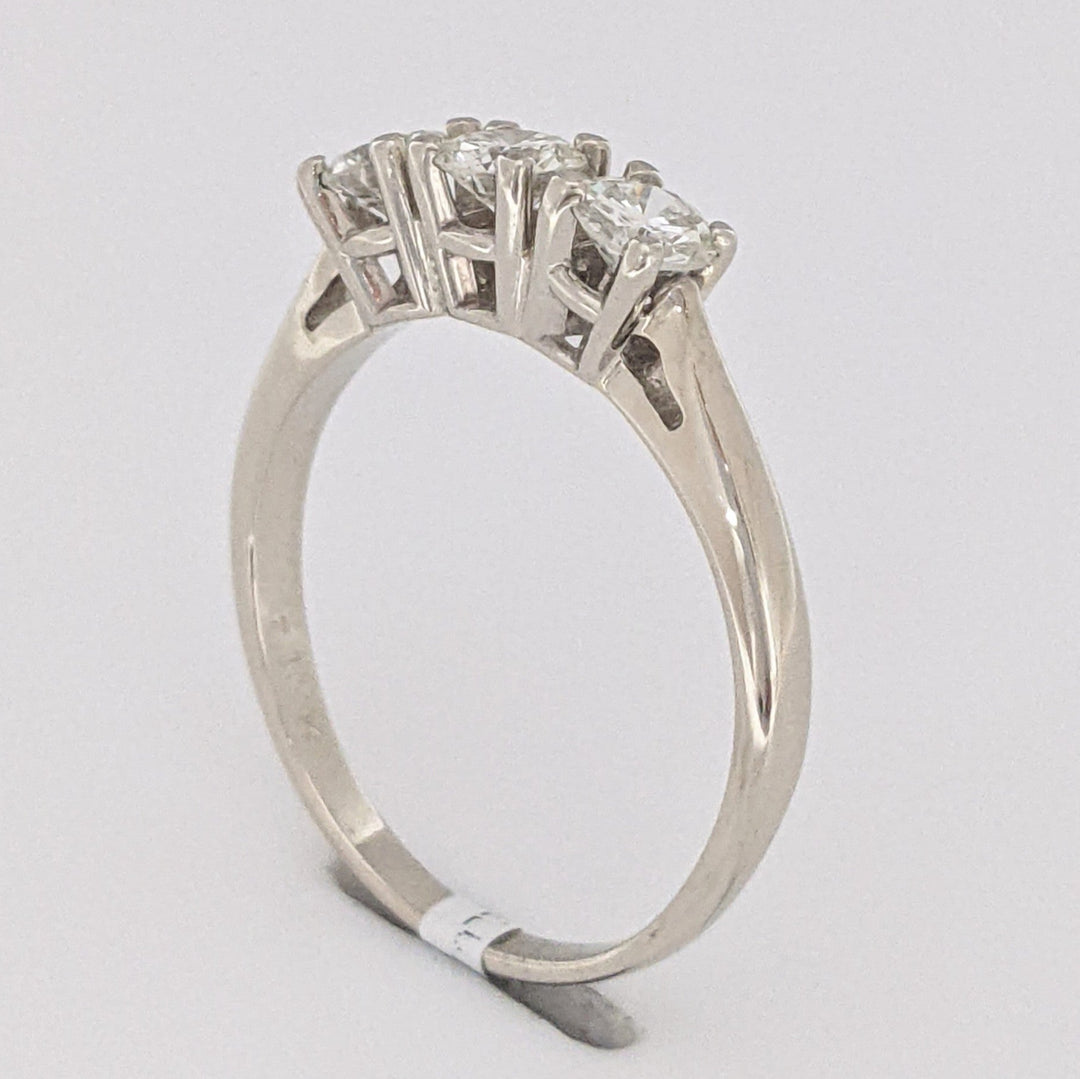 14K WHITE .75 CARAT TOTAL WEIGHT VS2 J DIAMOND ROUND (3) ESTATE TRINITY RING 2.8 GRAMS