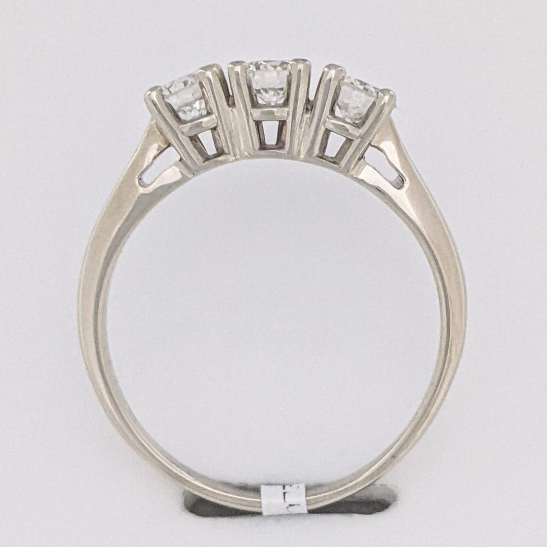 14K WHITE .75 CARAT TOTAL WEIGHT VS2 J DIAMOND ROUND (3) ESTATE TRINITY RING 2.8 GRAMS