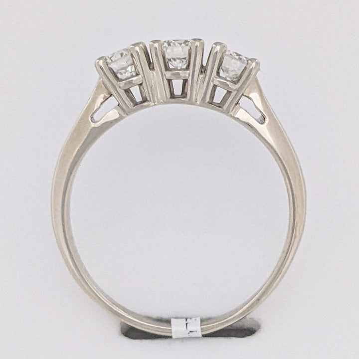 14K WHITE .75 CARAT TOTAL WEIGHT VS2 J DIAMOND ROUND (3) ESTATE TRINITY RING 2.8 GRAMS