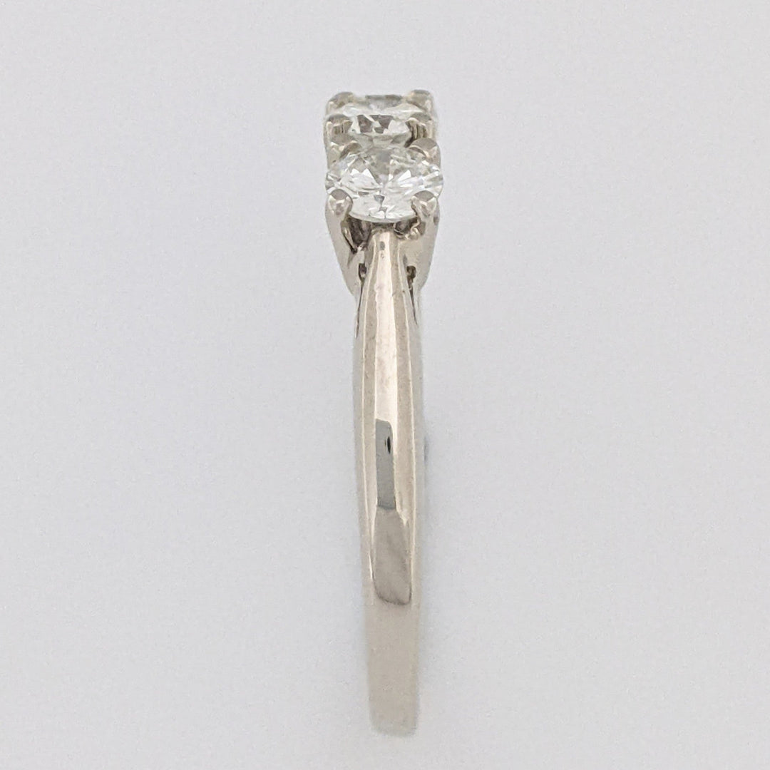 14K WHITE .75 CARAT TOTAL WEIGHT VS2 J DIAMOND ROUND (3) ESTATE TRINITY RING 2.8 GRAMS