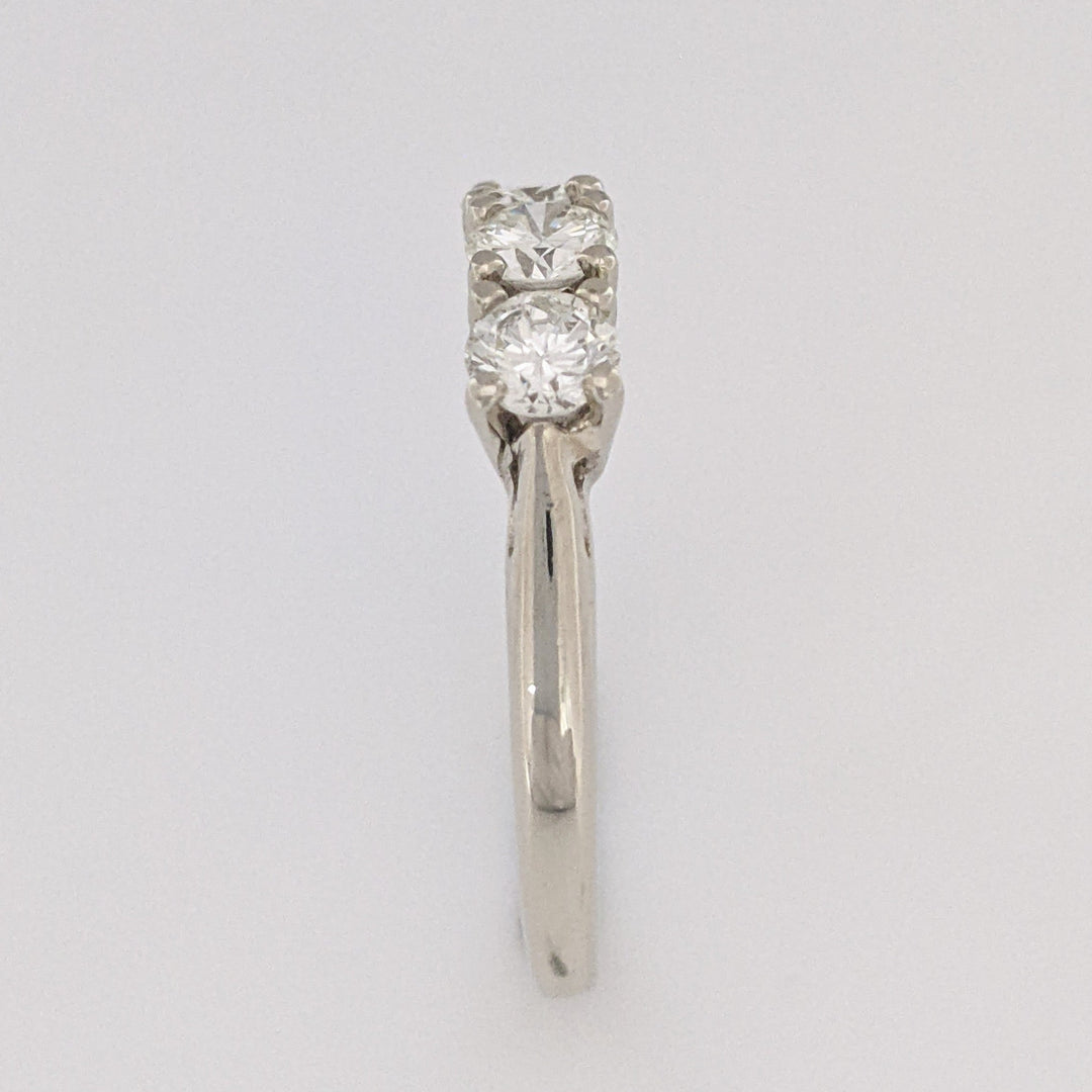14K WHITE .75 CARAT TOTAL WEIGHT VS2 J DIAMOND ROUND (3) ESTATE TRINITY RING 2.8 GRAMS