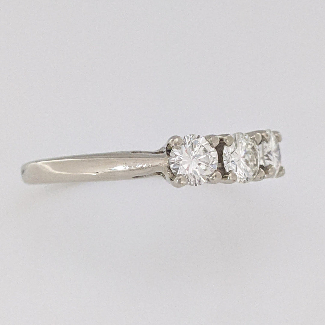 14K WHITE .75 CARAT TOTAL WEIGHT VS2 J DIAMOND ROUND (3) ESTATE TRINITY RING 2.8 GRAMS