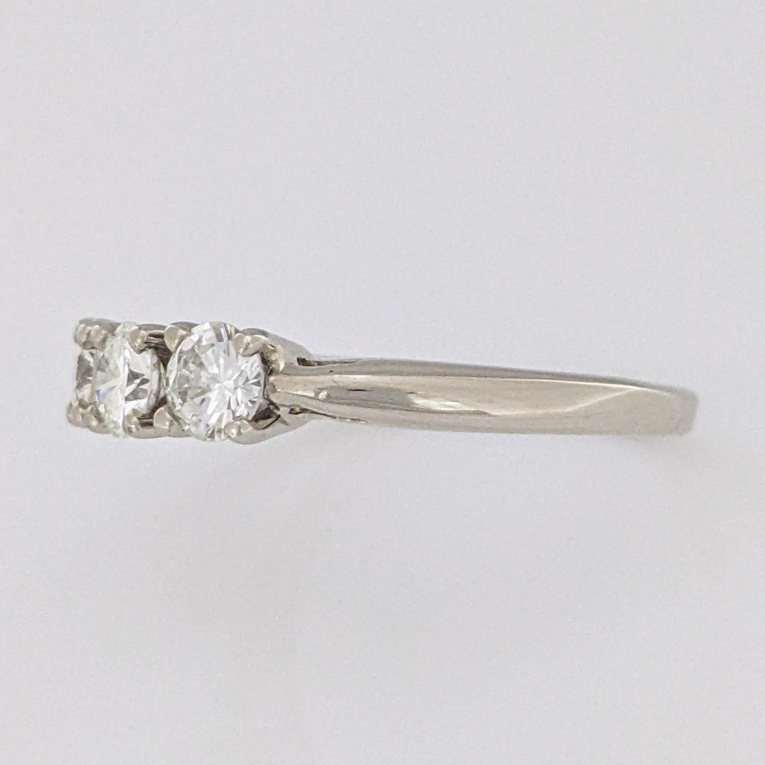 14K WHITE .75 CARAT TOTAL WEIGHT VS2 J DIAMOND ROUND (3) ESTATE TRINITY RING 2.8 GRAMS