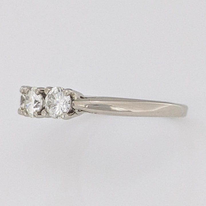 14K WHITE .75 CARAT TOTAL WEIGHT VS2 J DIAMOND ROUND (3) ESTATE TRINITY RING 2.8 GRAMS
