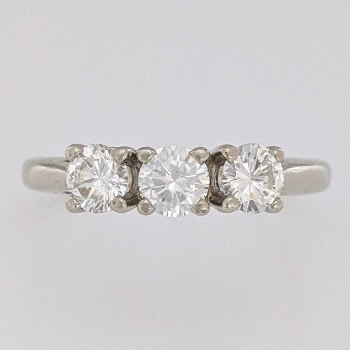 14K WHITE .75 CARAT TOTAL WEIGHT VS2 J DIAMOND ROUND (3) ESTATE TRINITY RING 2.8 GRAMS