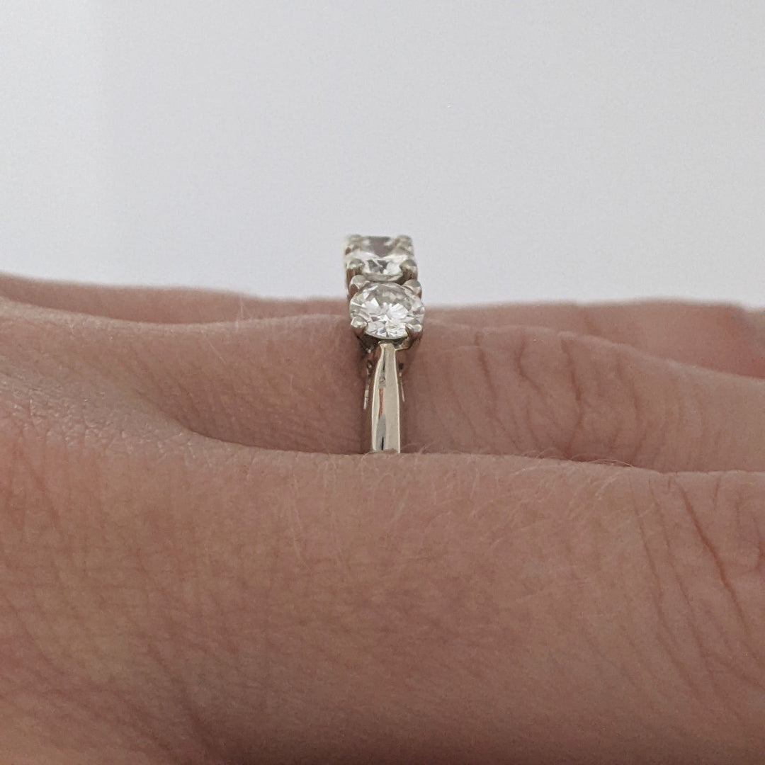 14K WHITE .75 CARAT TOTAL WEIGHT VS2 J DIAMOND ROUND (3) ESTATE TRINITY RING 2.8 GRAMS