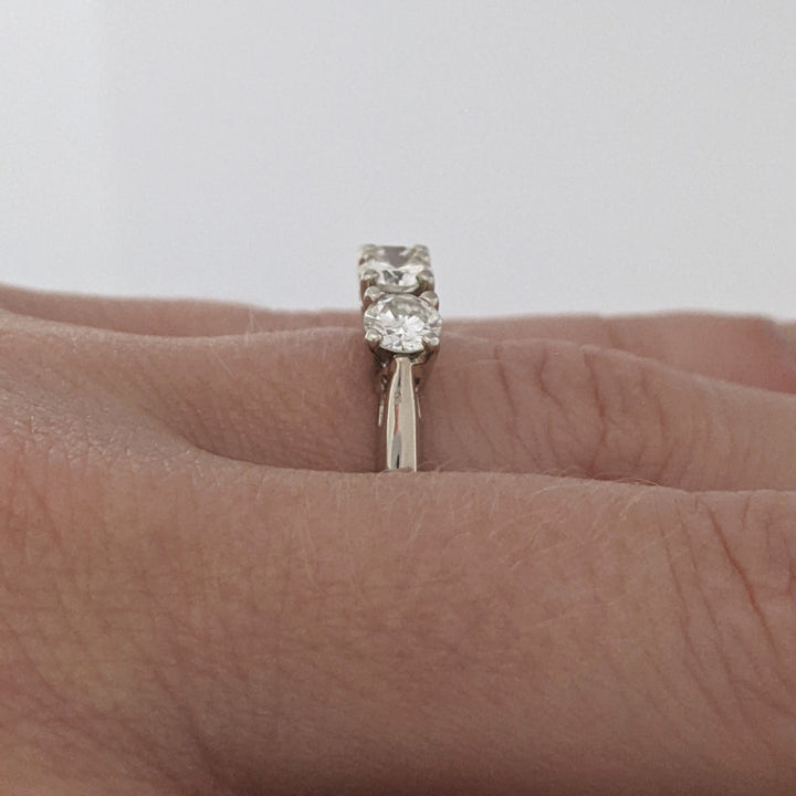 14K WHITE .75 CARAT TOTAL WEIGHT VS2 J DIAMOND ROUND (3) ESTATE TRINITY RING 2.8 GRAMS