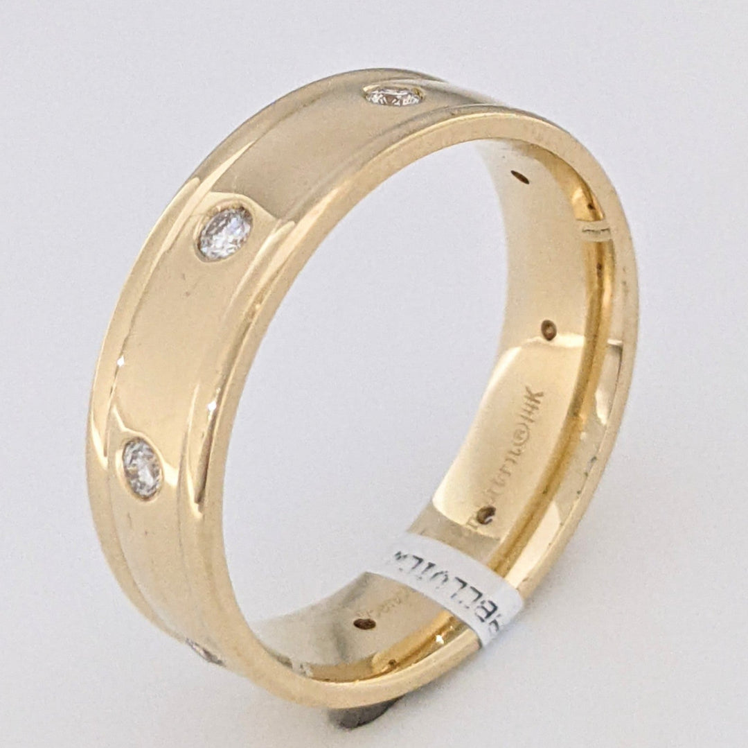 14K .28 CARAT TOTAL WEIGHT (8) ROUND DIAMOND BEAD SET 6MM ESTATE BAND 7.0 GRAMS