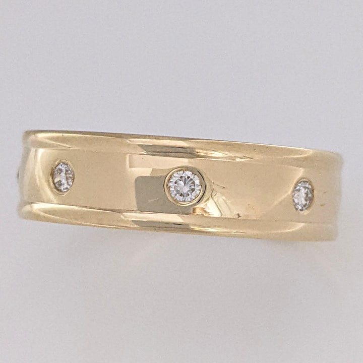 14K .28 CARAT TOTAL WEIGHT (8) ROUND DIAMOND BEAD SET 6MM ESTATE BAND 7.0 GRAMS