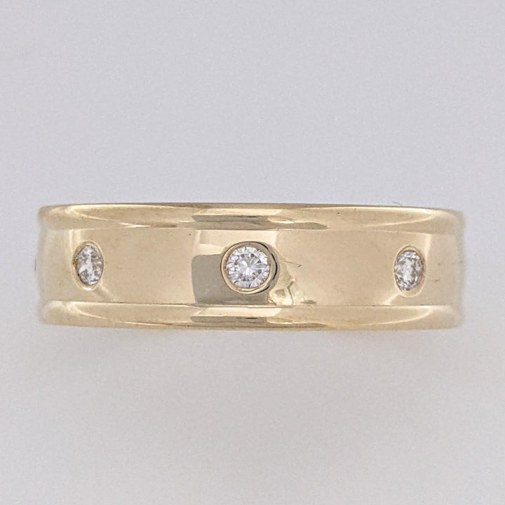 14K .28 CARAT TOTAL WEIGHT (8) ROUND DIAMOND BEAD SET 6MM ESTATE BAND 7.0 GRAMS