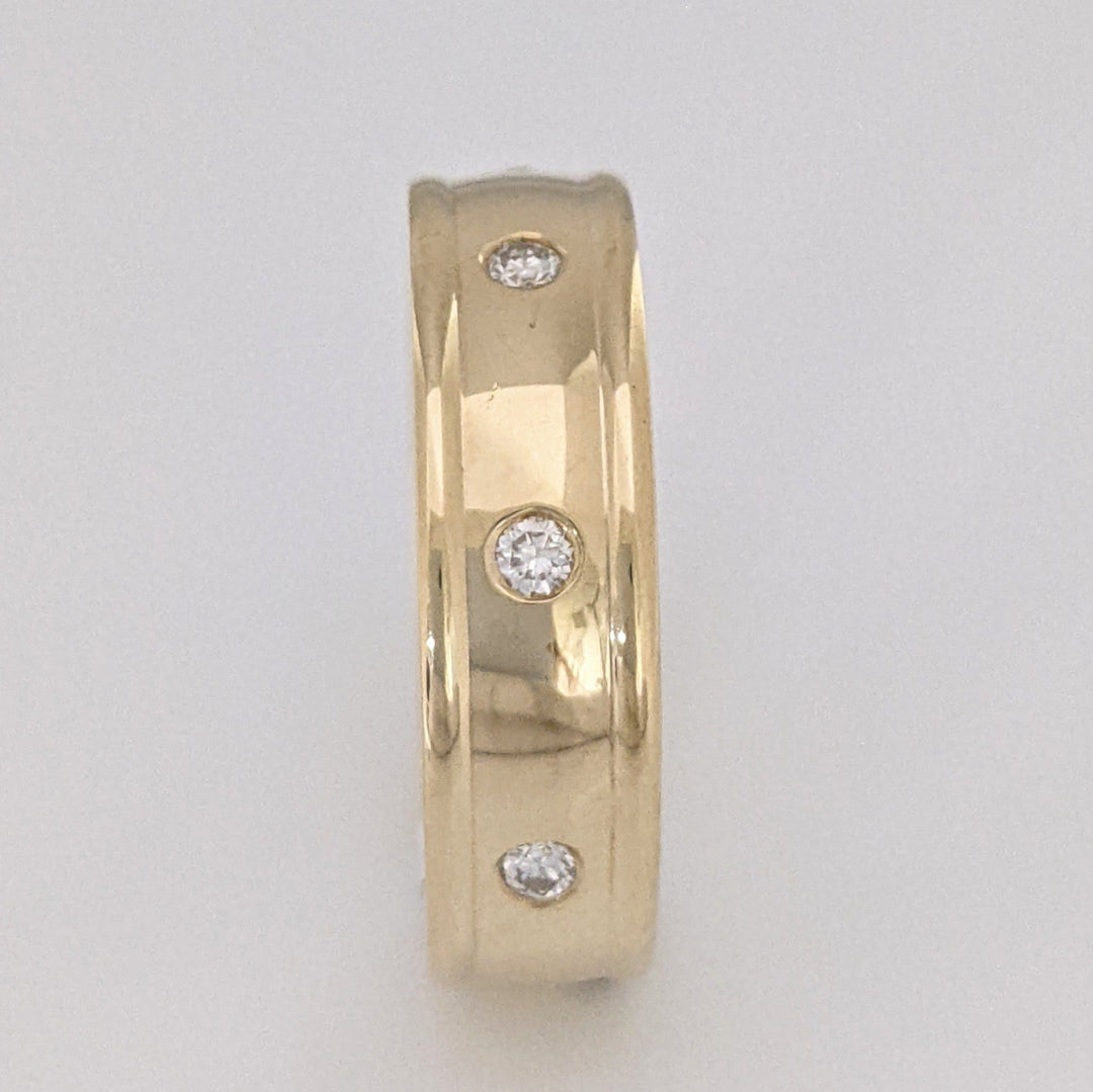 14K .28 CARAT TOTAL WEIGHT (8) ROUND DIAMOND BEAD SET 6MM ESTATE BAND 7.0 GRAMS